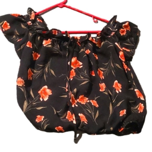 Sienna‎ Sky floral ruffle elastic tie waist crop top size small. - Picture 1 of 3